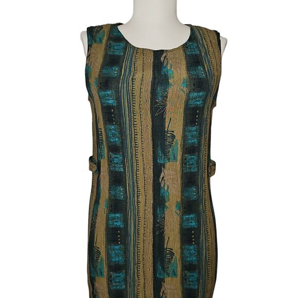 VTG 90s Midi Dress Womens Small Rayon Hippie Indie Goblincore Earthy Festival - Picture 2 of 12